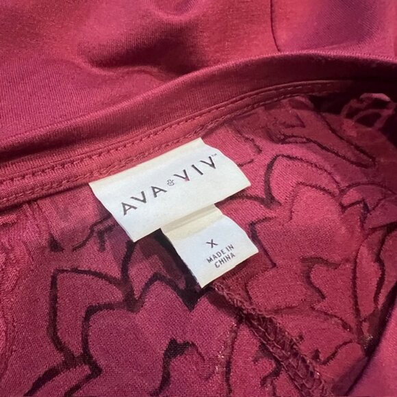 Ava & Viv Burgundy Long Sleeve Blouse Size X - Picture 8 of 8